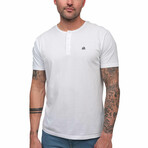 Basic Henley Tee // White (Small)