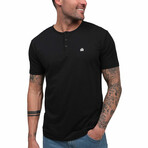 Basic Henley Tee // Black (Small)