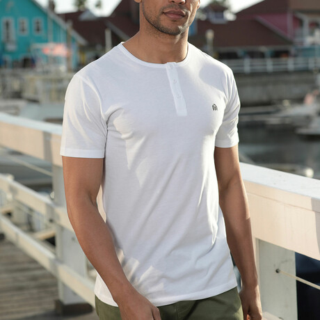 Basic Henley Tee // White (Small)