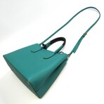 Prada // Leather Double Shoulder Tote Bag // Green + Navy // Pre-Owned