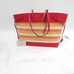 Jimmy Choo // Leather + Raffia Shoulder Tote Bag // Multi + Red // Pre-Owned