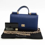 Dolce & Gabbana // Leather Shoulder Chain Wallet // Royal Blue // Pre-Owned