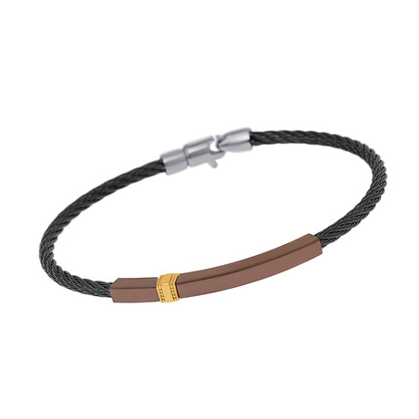 Stainless Steel + 18K Yellow Gold Cable Bracelet // 7" // Store Display