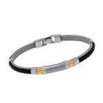Stainless Steel + 18K Yellow Gold Gray Bangle Bracelet // 8" // Store Display
