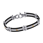 Stainless Steel + 18K Yellow Gold Black Bangle Bracelet // 8" // Store Display