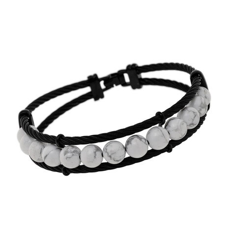 Stainless Steel Howlite Cable Bracelet // 8" // Store Display