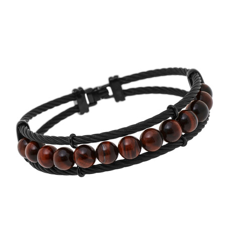 Stainless Steel Tiger's Eye Bead Cable Bracelet // 8" // Store Display
