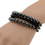 Stainless Steel Hematite Bangle Bracelet // 8" // New