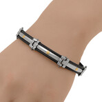 Stainless Steel + 18K Yellow Gold Black Bangle Bracelet // 8" // Store Display