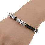 Stainless Steel + 18K Yellow Gold Black Cable Bracelet // 7.5" // Store Display