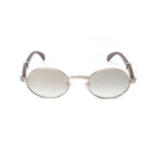 Men's Oval Brigade Sunglasses // Silver + Gray Wood