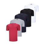 Set of 5 V-Neck T-Shirts // White + Black + Dark Blue + Gray + Red (XXL)