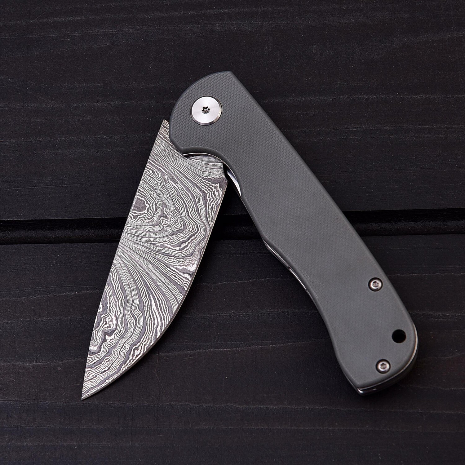 Damascus Ball Bearing Flipper Knife // 5111 Pigeon Traders Touch of