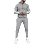 Men's Contrast Stripe Track Suit // Light Gray (XL)