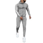 Men's Contrast Stripe Track Suit // Light Gray (XL)