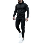 Men's Contrast Stripe Track Suit // Black (2XL)