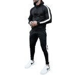Men's Contrast Stripe Track Suit // Black + Gray (L)
