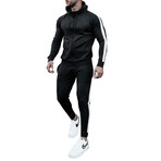 Men's Contrast Stripe Track Suit // Black + Gray (XL)