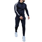 Men's Contrast Stripe Track Suit // Navy Blue (XL)