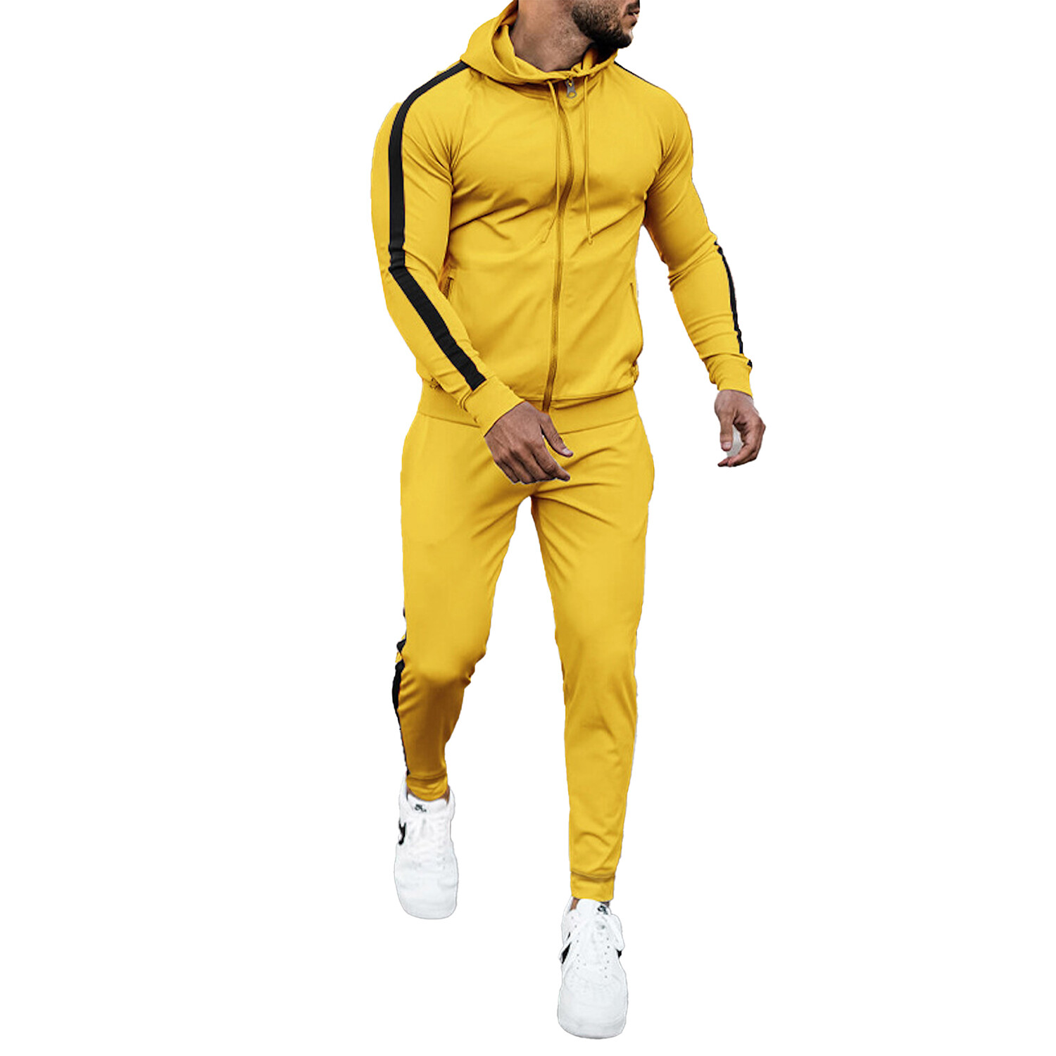 Men's Contrast Stripe Track Suit // Yellow (M) - December Clearance ...