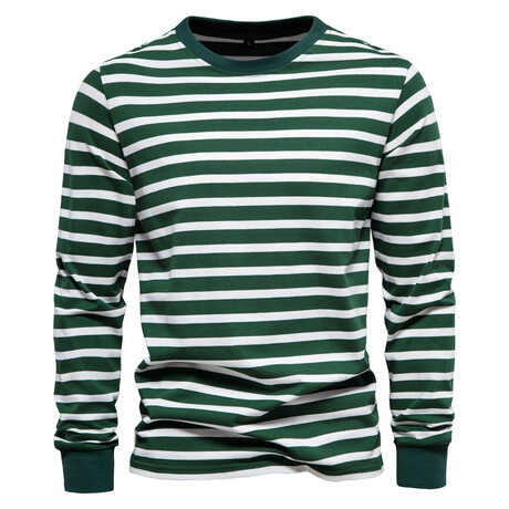 Striped Long Sleeve // Green + White (XS)