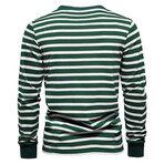 Striped Long Sleeve // Green + White (M)