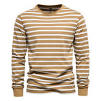 Striped Long Sleeve // Khaki + White (L)