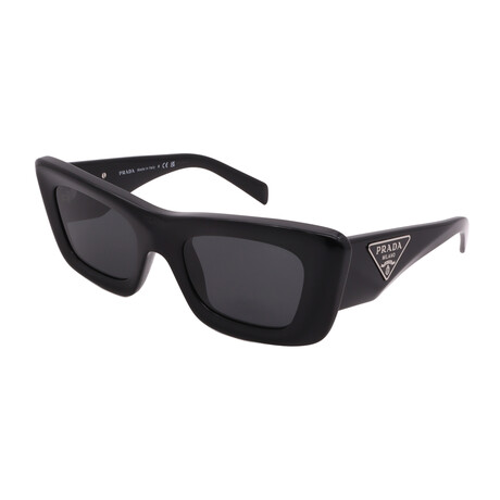 Prada // Unisex Square PR13Z 1AB5S1 Non- Polarized Sunglasses // Black + Dark Gray