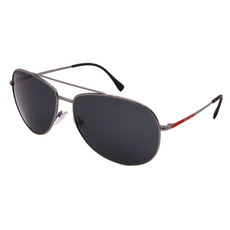 Prada Sport // Men's PS55US 5AV5S0 Aviator Non-Polarized Sunglasses // Silver + Dark Gray