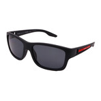 Men's // Sport PS01WS DG002G Square Sunglasses // Black Rubber + Dark Gray Polar