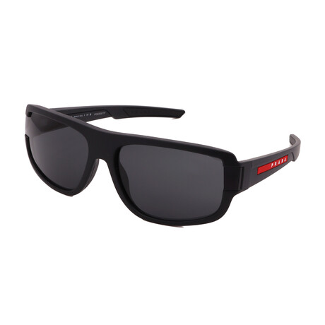 Prada Sport // Men's PS03WS DG006F Square Non-Polarized Sunglasses // Black Rubber + Dark Gray