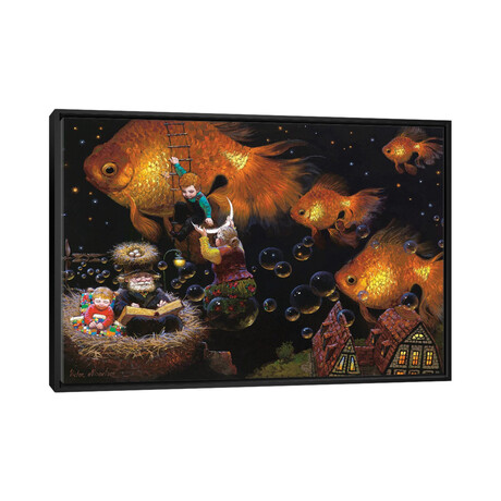 New Moon Flying Golden Fishes // Victor Nizovtsev (18"H x 26"W x 1.5"D)