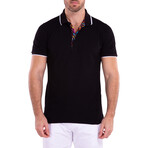 Solid Short Sleeve Polo Shirt // Black (XL)