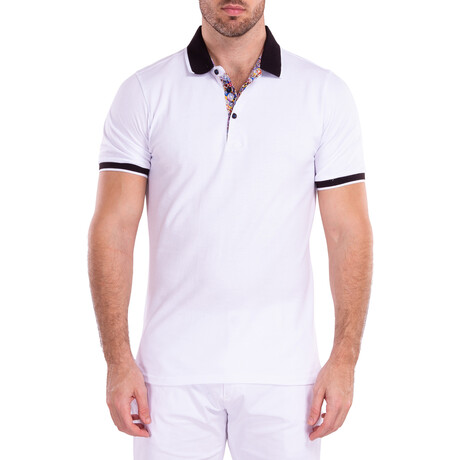 Solid Short Sleeve Polo Shirt // White (S)