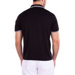 Zipper Short Sleeve Polo Shirt // Black (M)