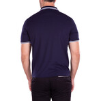 Zipper Short Sleeve Polo Shirt // Navy (M)