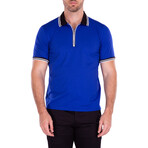 Zipper Short Sleeve Polo Shirt // Blue (2XL)