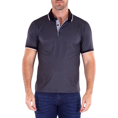Moroccan Pattern Short Sleeve Polo Shirt // Black (S)