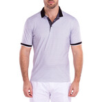 Contrast Triangle Pattern Short Sleeve Polo Shirt // White (M)