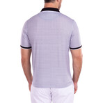 Geometric Triangle Pattern Short Sleeve Polo Shirt // Black + Purple (M)