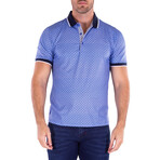 Half Button Short Sleeve Polo Shirt // Blue (L)