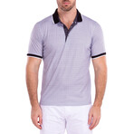Geometric Triangle Pattern Short Sleeve Polo Shirt // Black + Purple (2XL)