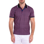 Tartan Plaid Short Sleeve Polo Shirt // Black + Red (XL)