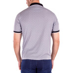 Half Button Short Sleeve Polo Shirt // Black + White (L)