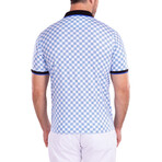 Contrast Checkered Pattern Short Sleeve Polo Shirt // White (3XL)