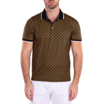 Geometric Kaleidoscope Contrast Short Sleeve Polo Shirt // Yellow (XL)