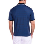 Moroccan Motif Pattern Short Sleeve Polo Shirt // Navy (L)