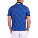 Geometric Detail Pattern Short Sleeve Polo Shirt // Blue (M)