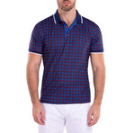 Moroccan Kaleidoscope Pattern Short Sleeve Polo Shirt // Navy (L)