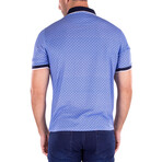 Half Button Short Sleeve Polo Shirt // Blue (XL)